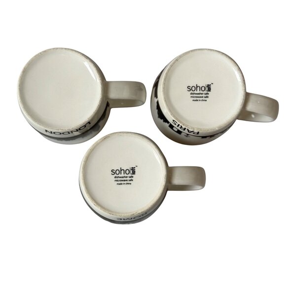 Set Of 3 Soho Loft City Skyline Mugs Paris London Rome Dishwasher Microwave Safe - Picture 2 of 11